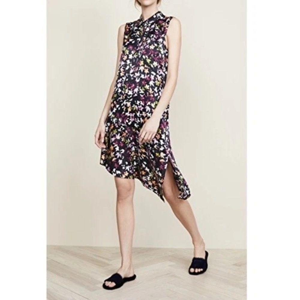 Equipment Eclipse Floral Tira 100% Silk Sleeveless Shirt Dress Sz S